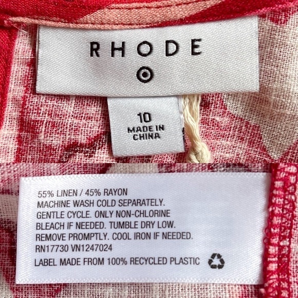 NWT RHODE x Target Zinnia Floral Print Bell Sleeve Midi Dress in Red/Pink - Picture 12 of 15